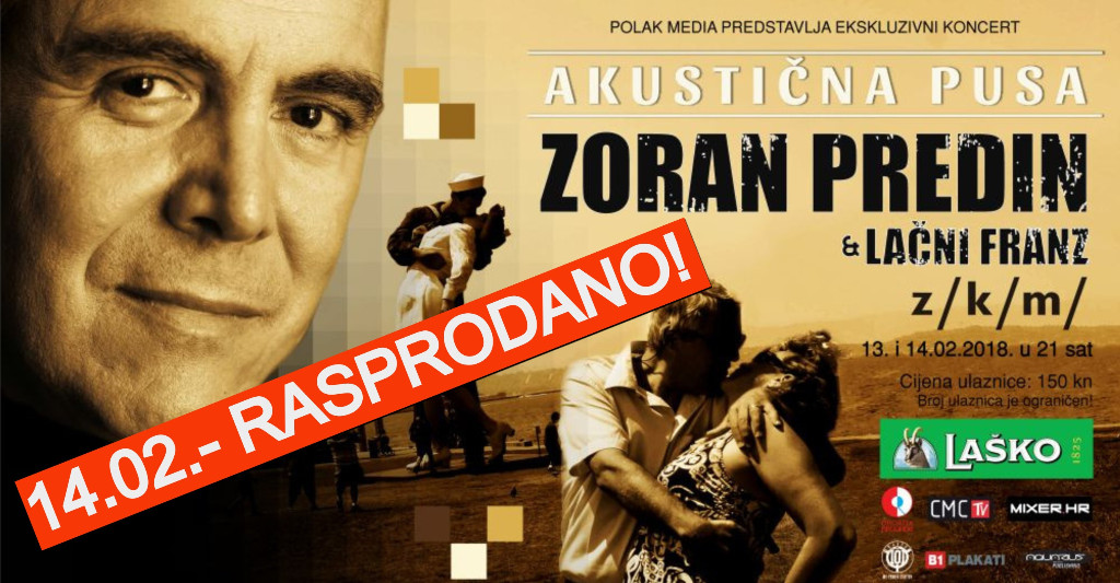 “Akustična pusa” koncert Zorana Predina 14. veljače rasprodan!