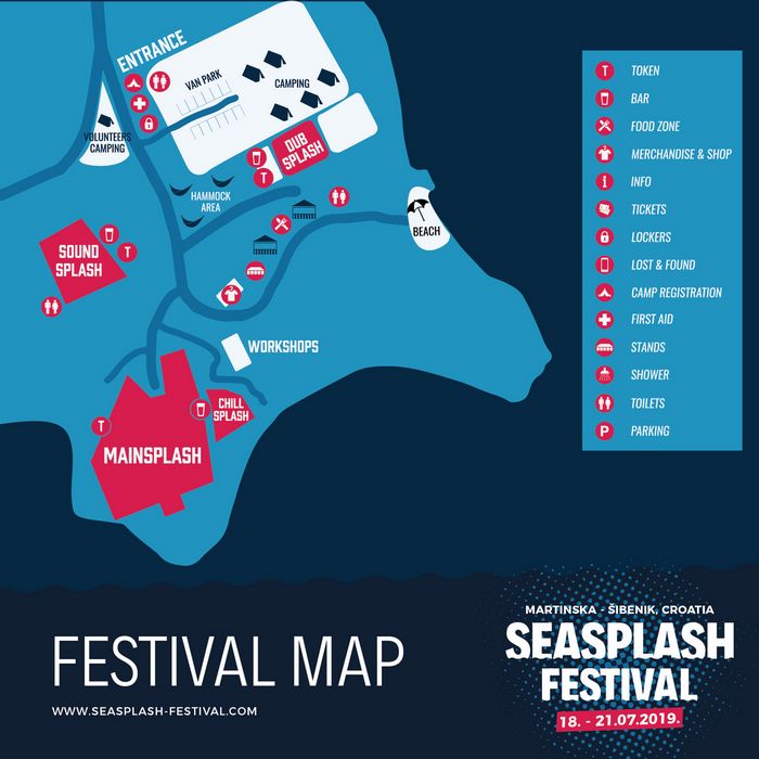 Satnice svih pozornica, mapa festivala, brodski prijevoz te druge vijesti 17. Seasplash festivala