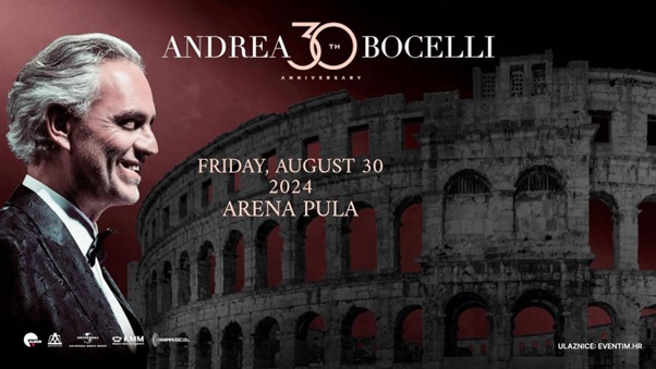 U samo jedan dan prodano više od pola ulaznica za koncert Andree Bocellija u pulskoj Areni