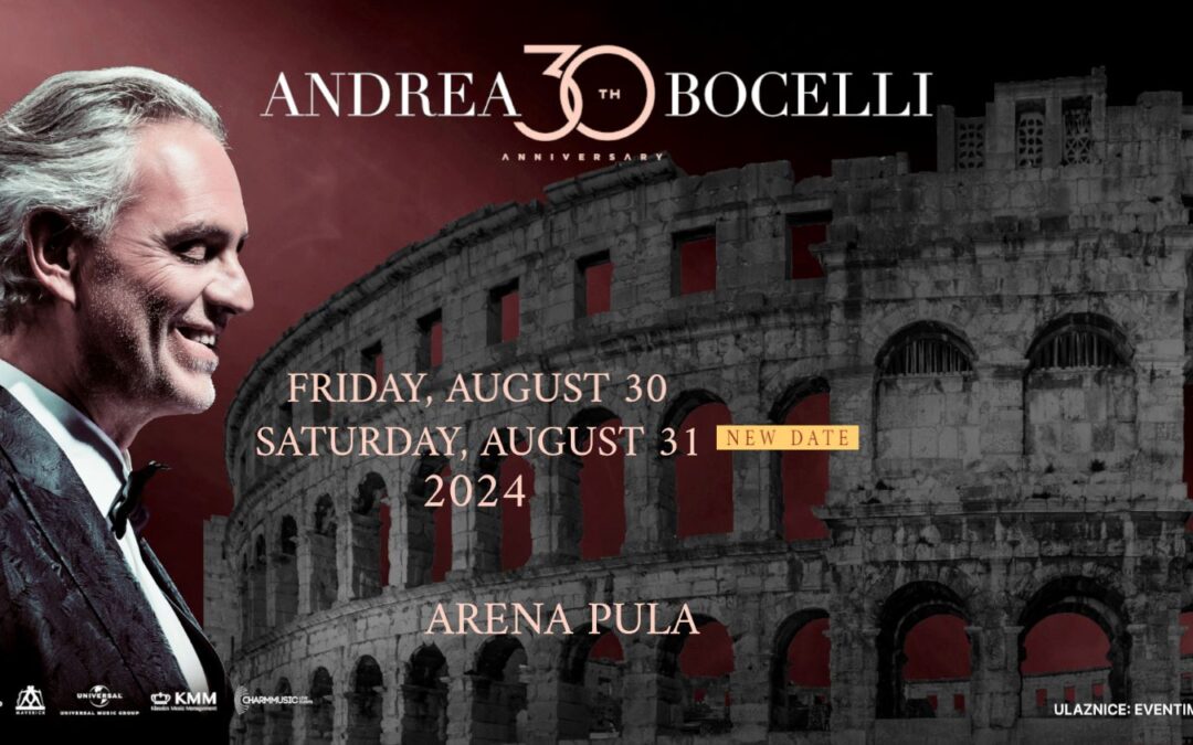 Zbog iznimnog odaziva publike Andrea Bocelli najavio još jedan koncert u pulskoj Areni